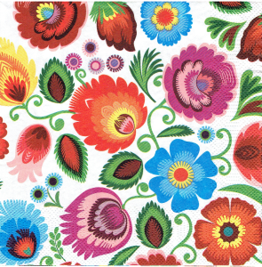 Serwetka decoupage 33x33 cm - folklor, ludowa, kwiaty