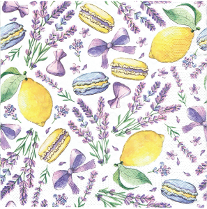 Serwetka decoupage 33x33 cm - lawenda, kwiaty, cytryny, ciastka