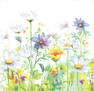 Serwetka decoupage 33x33 cm - kwiaty polne, kwietna łąka