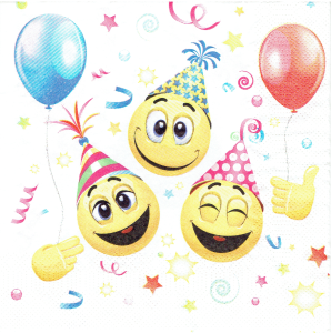 Serwetka decoupage 33x33 cm - emotikony, buźki, balony
