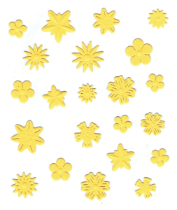 Scrapki papierowe wytłaczane Kwiaty kwiatki małe żółte - 1 zestaw