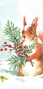 Chusteczka do decoupage - wiewiórka, zima