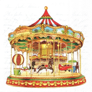 Serwetka decoupage 33x33 cm - karuzela z konikami