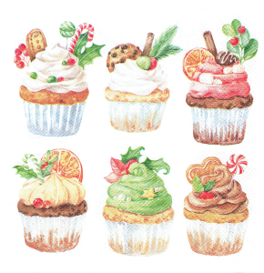 Serwetka decoupage 33x33 cm - muffinki, babeczki, ciastka świąteczne
