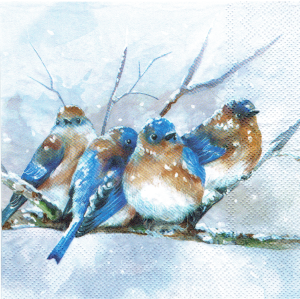 Serwetka decoupage 33x33 cm - ptaki, ptaszki, zima