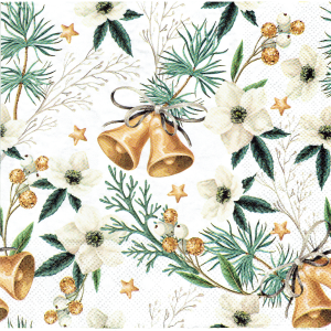 Serwetka decoupage 33x33 cm - dzwonki, kwiaty stroiki