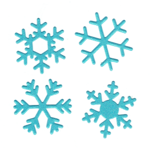 Scrapki papierowe turkusowe perłowe śnieżynki, gwiazdki - 4 sztuki