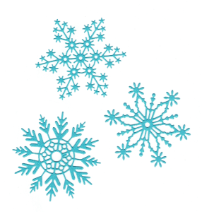 Scrapki papierowe turkusowe perłowe śnieżynki, gwiazdki - 3 sztuki