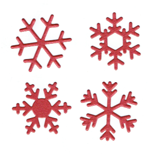 Scrapki papierowe czerwone perłowe śnieżynki, gwiazdki - 4 sztuki