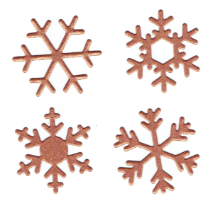 Scrapki papierowe miedziane perłowe śnieżynki, gwiazdki - 4 sztuki