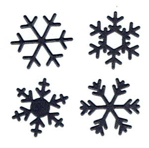 Scrapki papierowe czarne perłowe śnieżynki, gwiazdki - 4 sztuki