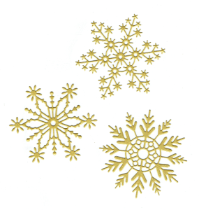 Scrapki papierowe złote perłowe śnieżynki, gwiazdki - 3 sztuki