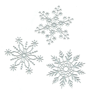 Scrapki papierowe srebrne perłowe śnieżynki, gwiazdki - 3 sztuki