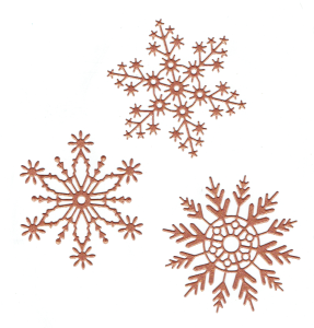 Scrapki papierowe miedziane perłowe śnieżynki, gwiazdki - 3 sztuki