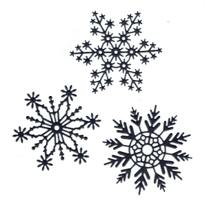 Scrapki papierowe czarne perłowe śnieżynki, gwiazdki - 3 sztuki