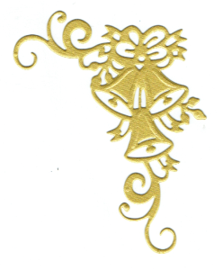 Scrapki papierowe złote perłowe dzwonki - 5 sztuk