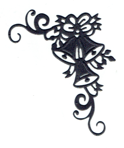 Scrapki papierowe czarne perłowe dzwonki - 5 sztuk