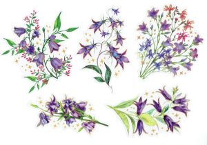 Naklejki foliowe zestaw 10 sztuk - kwiaty, dzwonki