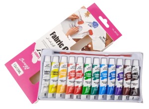 Zestaw: farby do tkanin, materiałów, ubrań 12x12ml + pędzelek