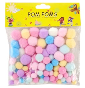 Pompony kolorowe pastelowe mix rozmiarów - 100szt 