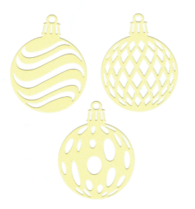 Scrapki papierowe żółte perłowe bombki - 3 sztuki