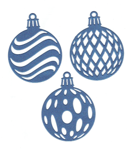 Scrapki papierowe szafirowe perłowe bombki - 3 sztuki