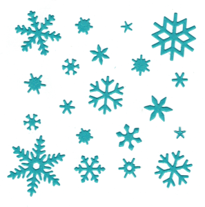 Scrapki papierowe turkusowe perłowe śnieżynki, gwiazdki - 1 zestaw