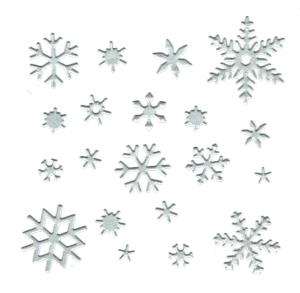Scrapki papierowe srebrne perłowe śnieżynki, gwiazdki - 1 zestaw