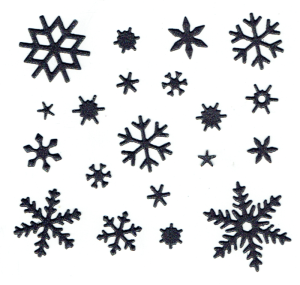 Scrapki papierowe czarne perłowe śnieżynki, gwiazdki - 1 zestaw 