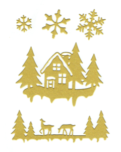 Scrapki papierowe złote perłowe, dom, choinki, sarny, gwiazdki, śnieżynki - 1 zestaw