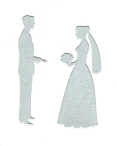 Scrapki papierowe srebrne perłowe Para Młoda - 5 sztuk