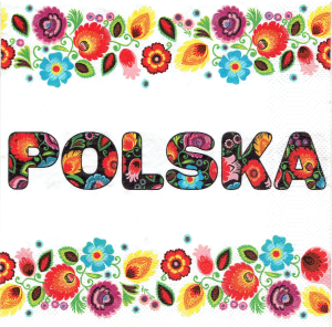 Serwetka decoupage 33x33 cm - folklor, ludowa, Polska, kwiaty