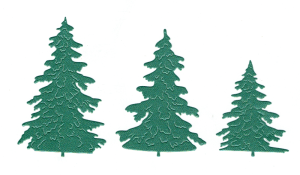 Scrapki papierowe zielone perłowe choinki - 1 zestaw 