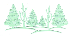 Scrapki papierowe miętowe perłowe choinki i drzewa - 5 sztuk