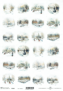 Papier ryżowy A4 ITD do decoupage - widok zimowy, pejzaż,  zima, lodowisko