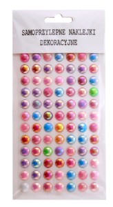 Perełki samoprzylepne, dżety 10mm - mix kolorów, opalizujące 