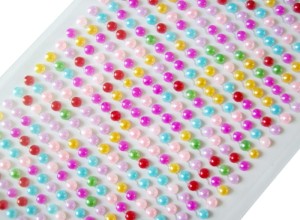 Perełki samoprzylepne, dżety 4mm opalizujące mix kolorów