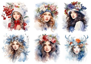 Papier ryżowy A4 do decoupage Artando  - Dzieci, dziewczyna, zima