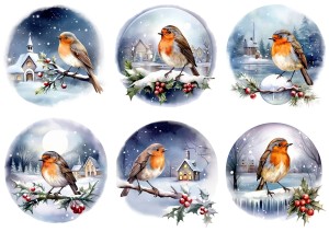 Papier ryżowy A4 do decoupage Artando  - ptaki, ptaszki, zima 