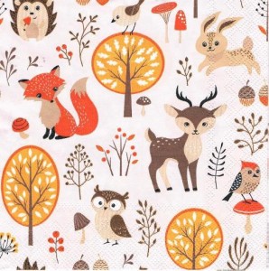 Serwetka decoupage 33x33 cm - zwierzęta leśne