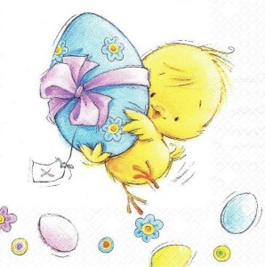 Serwetka decoupage 33x33 cm - kurczak z pisanką