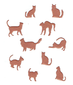 Scrapki papierowe miedziane perłowe Koty, kotki - 10 sztuk