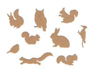 Scrapki papierowe Zwierzęta leśne jasnobrązowe - 9 sztuk