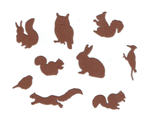 Scrapki papierowe Zwierzęta leśne brązowe - 9 sztuk