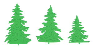 Scrapki papierowe choinki zielone - 1 zestaw