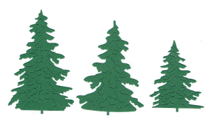 Scrapki papierowe choinki  ciemnozielone - 1 zestaw