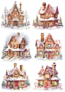 Papier ryżowy A4 do decoupage Artando  - domek, chatka z piernika i lukru, zima, święta