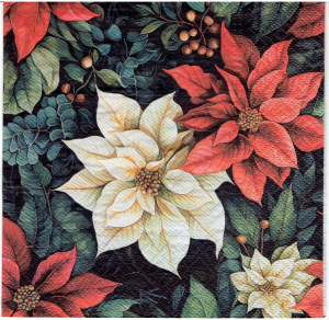 Serwetka decoupage 33x33 cm - kwiaty, gwiazda betlejemska