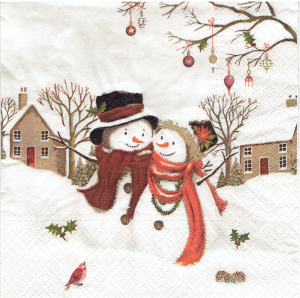 Serwetka decoupage 33x33 cm - bałwany, bałwanki, zima