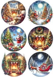 Papier ryżowy A4 do decoupage Artando  - Mikołaje, choinki, zima, święta